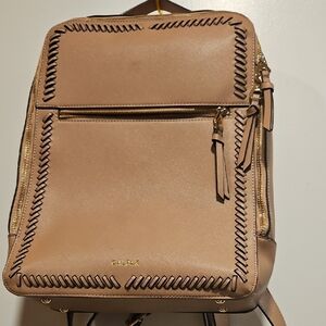 Calpak Tan Leather Backpack with Whipstitch Trim